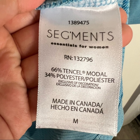 Segments Blue Long Sleeve Tencel Blend V Neck Pullover Ribbed Top Size Medium - Picture 5 of 5